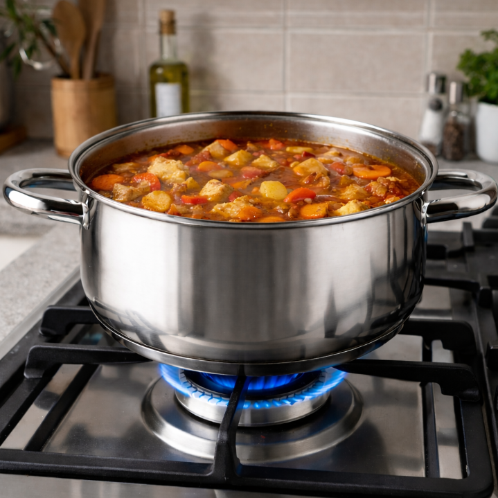 Olla de acero inoxidable con tapa