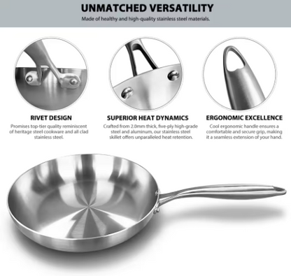 Sartén de acero inox libre de teflón