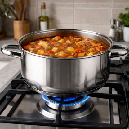 Olla de acero inoxidable con tapa 